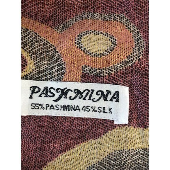 Womens Soft Pashmina Silk Blend Scarf Wrap Shawl Circles Fringed Ends - Picture 3 of 3